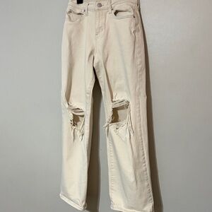 Wild Fable Beige Distressed Straight Leg Jeans